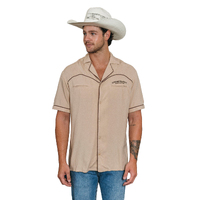 Ringers Western Mens Arrowhead Bowling S/S Shirt (123077RW) Dark Sand [GD]