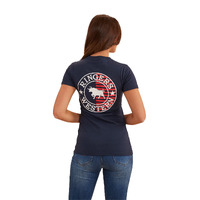 Ringers Western Womens Signature Bull Flag Classic Fit S/S Tee (223042RW) Navy [GD]