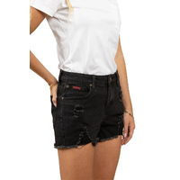 Ringers Western Womens Jessie Mid Rise Ripped Denim Shorts (220206201) Black [GD]