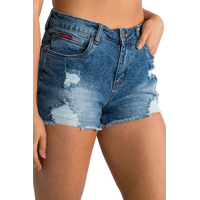 Ringers Western Womens Jessie Mid Rise Ripped Denim Shorts (220206201) True Blue [GD]