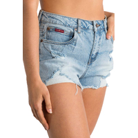 Ringers Western Womens Jessie Mid Rise Ripped Denim Shorts (220206201) Vintage Light Blue [GD]