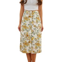 Ringers Western Womens Rosabel Midi Skirt (222138RW) White/Yellow [GD]