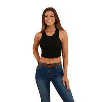 Ringers Western Womens Paige Cropped Rib Tank (220202580) Black [GD]