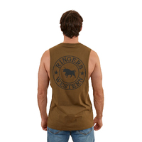 Ringers Western Mens Signature Bull Muscle Tank (120005RW) Military Green [GD]