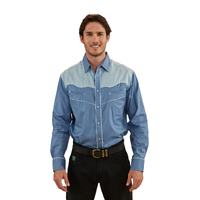 Ringers Western Mens McGraw Western L/S Shirt (122105RW) Blue [GD]