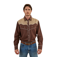 Ringers Western Mens McGraw Western L/S Shirt (122105RW) Chocolate/Dark Sand [GD]