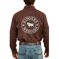 Ringers Western Mens Holstein Full Button L/S Work Shirt (122120RW) Chocolate [GD]