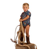 Ringers Western Childrens Mini Cowboy S/S Workshirt Romper (524002RW) Yale Blue