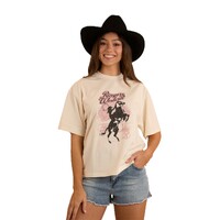 Ringers Western Womens Wild Ride Oversized S/S Tee (224042RW) Off White