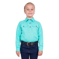 Thomas Cook Girls Light Half Button L/S Shirt (T4S7100182) Aqua