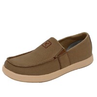 Twisted X Mens Canvas Slip On Moccasin Shoes (TCMRC0001) Khaki