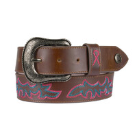 Twisted X Pink Ribbon Belt (TCW2900BLT) Chocolate Truffle/Pink/Blue