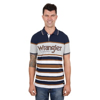 Wrangler Mens Nash S/S Polo (X4S1566180) Navy/Tan