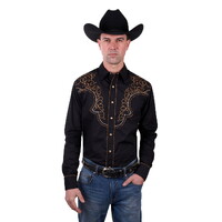 Wrangler Mens Rhys Embroidered L/S Shirt (X5W1113235) Black