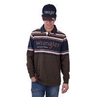 Wrangler Mens Nico Rugby (X5W1552240) Tan Marle/Navy