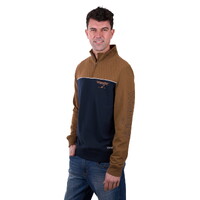 Wrangler Mens Tate 1/4 Zip Pullover Jumper (X5W1573250) Dark Tan/Navy