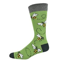 Bamboozld Socks Mens Buzzing Bee Bamboo Socks (BBW19BUZR) Green 11-14