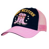 Pure Western Childrens Mimi Trucker Cap (P4S5947CAP) Navy/Pink OSFM