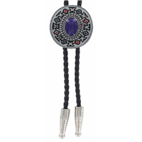 Tulmur Holdings Aztec Design Purple Centre Bolo Tie (B121A)