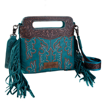 Wrangler Womens Embroidered Fringe Crossbody Bag (X4S2961BAG) Turquoise