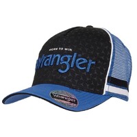 Wrangler Mens Jack High Profile Trucker Cap (X4S1943CAP) Black/Royal Blue OSFM