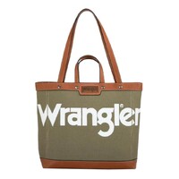 Wrangler Southwestern Canvas Iconic Logo Tote Bag (X5W2985BAG) Khaki