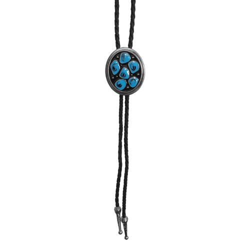 Allingtons Oval with Blue Enamel Western Bolo Tie (ABT011) Silver