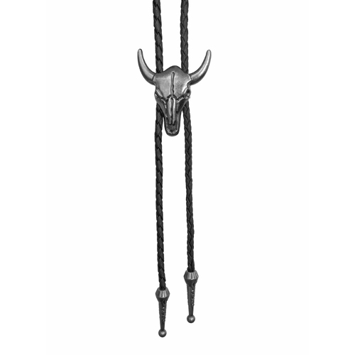 Allingtons Bull Skull Western Bolo Tie (ABT025) Pewter Tone