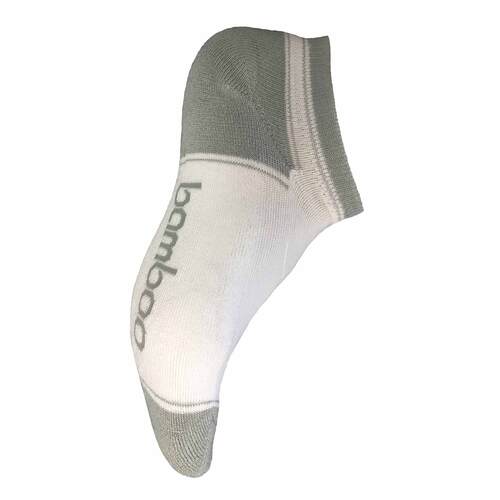 Bamboo Textiles Ped Sports Socks (0793573554857) White/Grey M4-6/W6-8