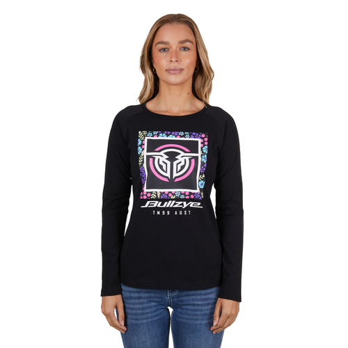 Bullzye Womens Logan L/S Raglan Tee (B4W2506371) Black 10 [SD]