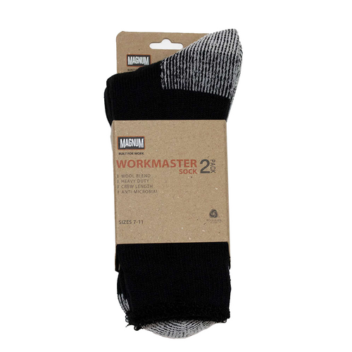 Workmaster Wool Blend 2 Pack Socks (UASWM100) Black 11-14 [GD]