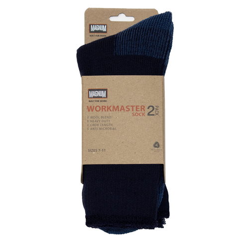 Workmaster Wool Blend 2 Pack Socks (UASWM100) Navy 11-14 [GD]