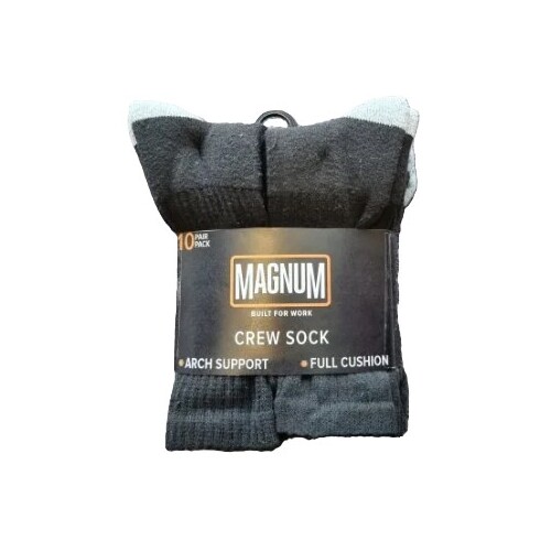 Magnum Mens 10 Pack of Crew Socks (MCS100-BLK) Black 6-12