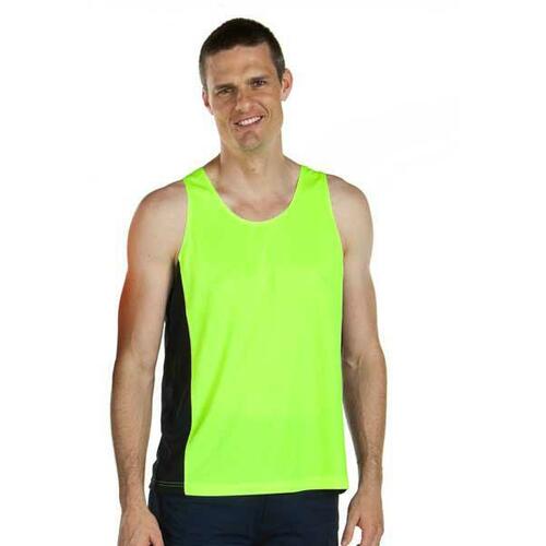 JB's Mens Hi Vis Singlet (6HCS4) Lime/Navy S