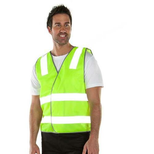 JB's Mens Hi Vis Safety Strip Vest (6DNSV) Lime 4XL