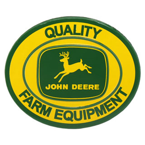 John Deere Quality Farm Equipment Oval Embossed Metal Magnet 7.6cm W x 6.35cm H (90180679-S)