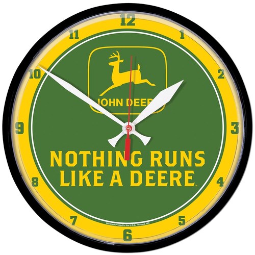 John Deere Nothing Runs like a Deer Logo Clock 32.4cm (0647221)