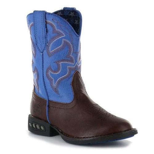 Roper Childrens Lightning Western Boots (18201233) Brown/Blue 9