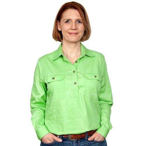 Just Country Womens Jahna Half Button Work Shirt (50505) Lime Green 3XL/20