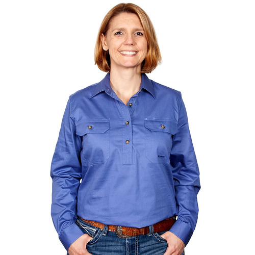 Just Country Womens Jahna Half Button Work Shirt (50505) Blue 3XL/20