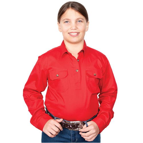 Just Country Girls Kenzie Half Button Work Shirt (60606) Chilli L/10-12