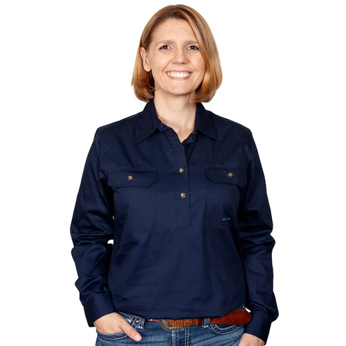 Just Country Womens Jahna Half Button Work Shirt (50505) Navy 3XL/20