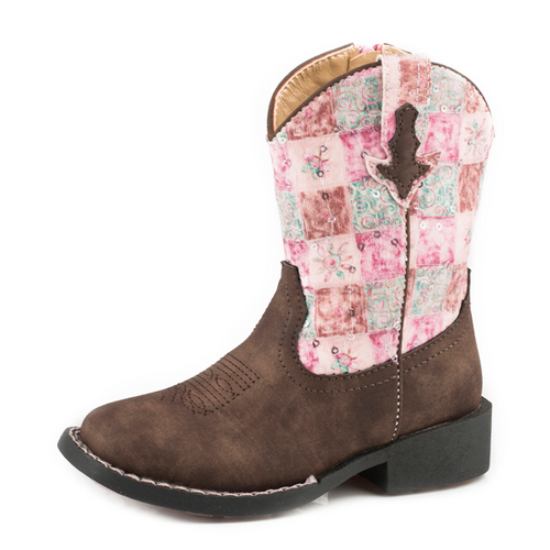 Roper Toddler Floral Shine Western Boots (17226046) Brown/Pink 5 [GD]