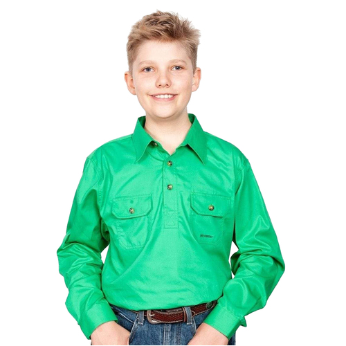 Just Country Boys Lachlan Half Button Work Shirt (30303) Ivy Green M