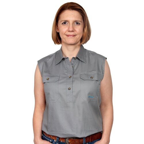 Just Country Womens Kerry Sleeveless Half Button Work Shirt (50503) Steel Grey S/10