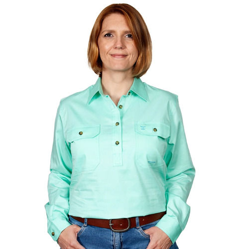 Just Country Womens Jahna Half Button Work Shirt (50505) Spearmint 3XL/20 [SD]