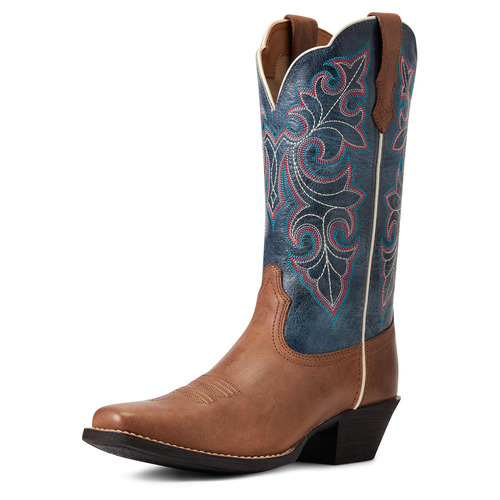 Ariat Womens Round Up Square Toe Western Boots (10040446) Storming Brown/Singing The Blues 7.5B [SD]