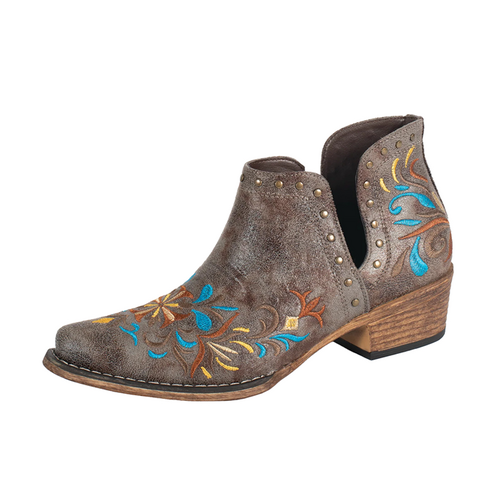 Roper Womens Ava Western Boots (21567406) Floral Grey Embroidered 6.5