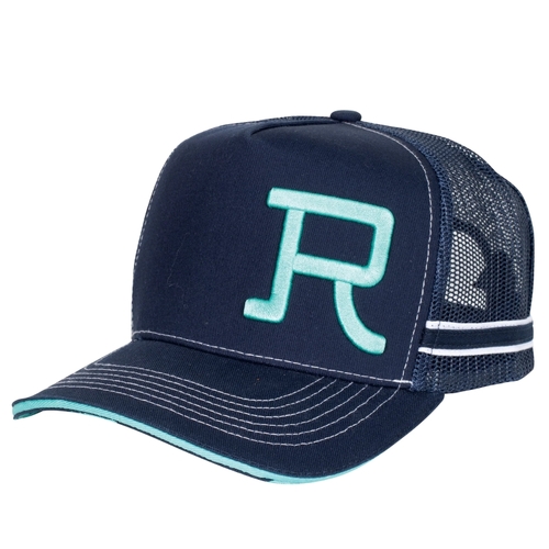 Roper Branded Trucker Cap (RC2405) Navy/Turquoise OSFM