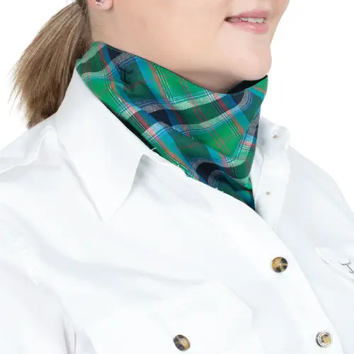 Just Country Womens Carlee Double Sided Print Scarf (SCF2465) Ivy Lurex Plaid/Navy OSFM